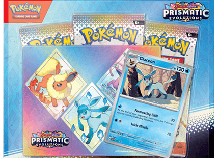 Gamers Guild AZ Wholesale Pokemon TCG: Scarlet and Violet - Prismatic Evolutions Sticker Collection [Glaceon]  - Street Date: 01/17/2025 - ORDER DUE BY: 12/02/2024 - Price: $12.74 Pokemon