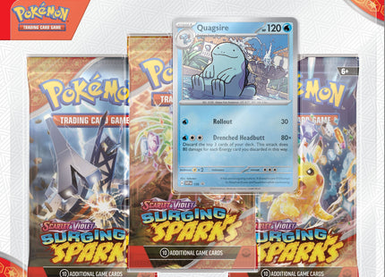 Gamers Guild AZ Wholesale Pokemon TCG: SV08 - Surging Sparks - Three-Booster Blister [Quagsire]- Street Date: 11/08/2024 - ORDER DUE BY: 10/23/2024 Price: $9.76 Pokemon