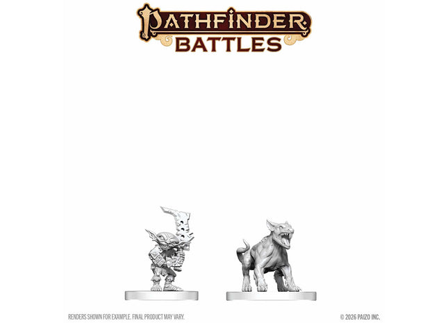 Gamers Guild AZ WizKids WZK90866: Pathfinder Battles Deep Cuts Unpainted Miniatures - Goblin Commando & Goblin Dog (Pre-Order) AGD