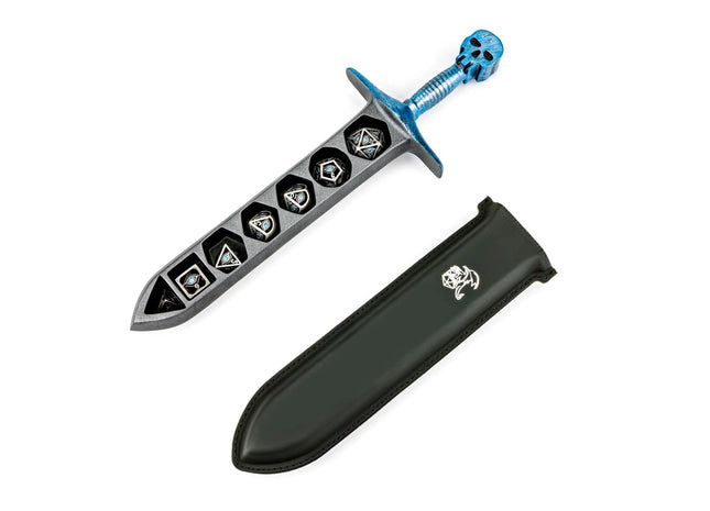 Gamers Guild AZ HYMGHO HYMGHO Dice: HY00198 - Grim Dagger Dice Case with sheath cover - Blue HYMGHO