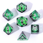 Gamers Guild AZ HYMGHO HYMGHO Dice: HY00332  - Wyrmforged Rollers - Rounded Resin Polyhedral Dice - Dragon Eye Green HYMGHO