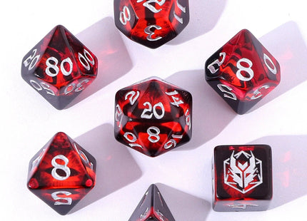 Gamers Guild AZ HYMGHO HYMGHO Dice: HY00331 - Wyrmforged Rollers - Rounded Resin Polyhedral Dice - Dragon Eye Red HYMGHO