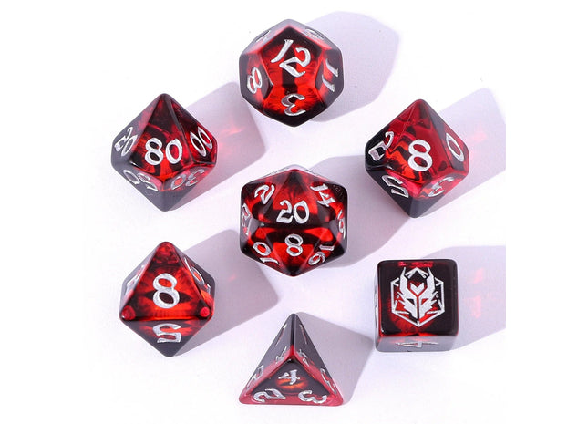 Gamers Guild AZ HYMGHO HYMGHO Dice: HY00331 - Wyrmforged Rollers - Rounded Resin Polyhedral Dice - Dragon Eye Red HYMGHO