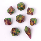 Gamers Guild AZ HYMGHO HYMGHO Dice: HY02005 - Wyrmforged Rollers - Rounded Edge 8 Piece Polyhedral Dice set - Wyvern Venom HYMGHO